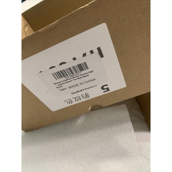 Women’s Platform Boots Chunky High Heel Leopard Square Toe Size Zipper Boots-5😃 - Picture 2 of 15